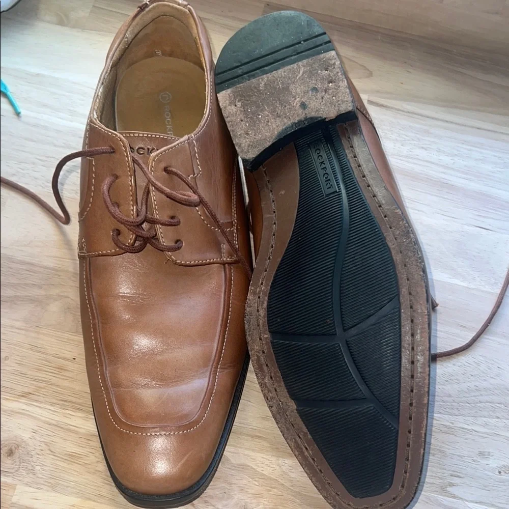 Rockport Brown Leather Oxford Shoes Classic Design